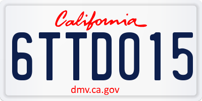 CA license plate 6TTD015
