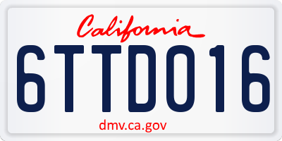 CA license plate 6TTD016