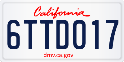 CA license plate 6TTD017