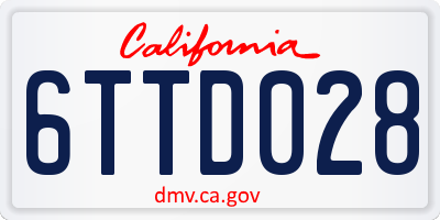 CA license plate 6TTD028