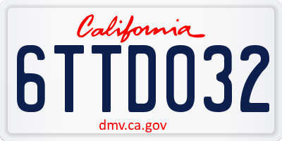 CA license plate 6TTD032