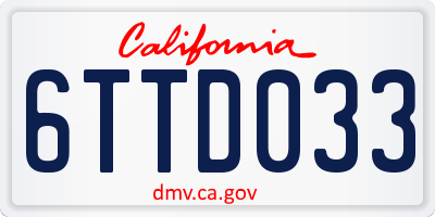CA license plate 6TTD033