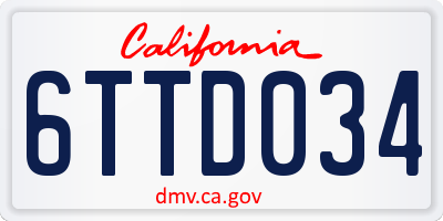 CA license plate 6TTD034