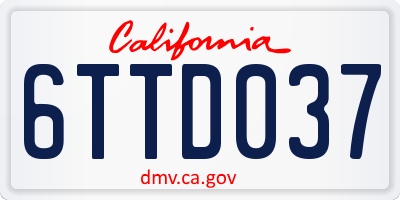 CA license plate 6TTD037