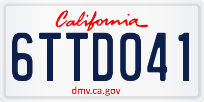 CA license plate 6TTD041