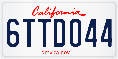 CA license plate 6TTD044