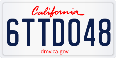 CA license plate 6TTD048