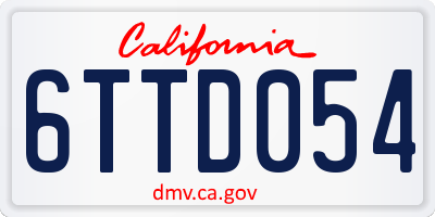 CA license plate 6TTD054