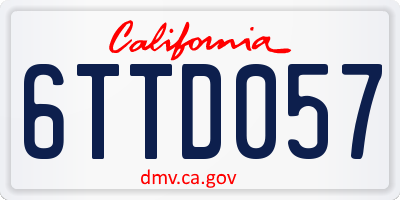 CA license plate 6TTD057