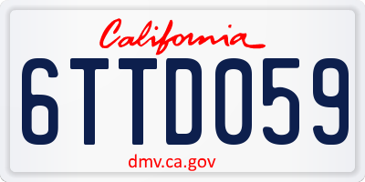 CA license plate 6TTD059