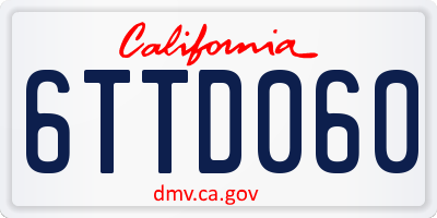 CA license plate 6TTD060