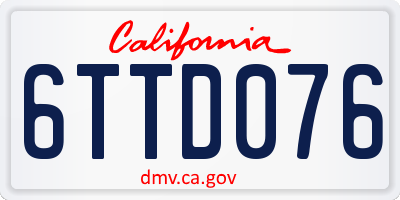 CA license plate 6TTD076