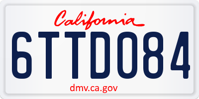 CA license plate 6TTD084