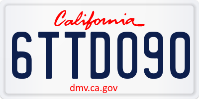 CA license plate 6TTD090