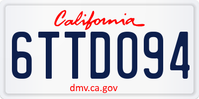 CA license plate 6TTD094