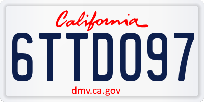 CA license plate 6TTD097