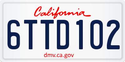 CA license plate 6TTD102
