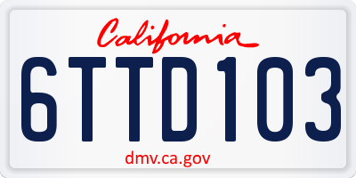 CA license plate 6TTD103