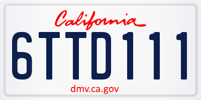 CA license plate 6TTD111