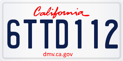 CA license plate 6TTD112