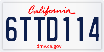 CA license plate 6TTD114