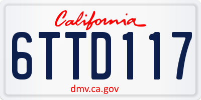 CA license plate 6TTD117