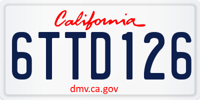 CA license plate 6TTD126