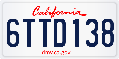 CA license plate 6TTD138