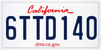 CA license plate 6TTD140