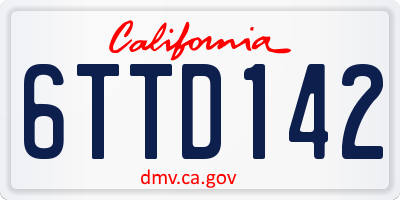CA license plate 6TTD142