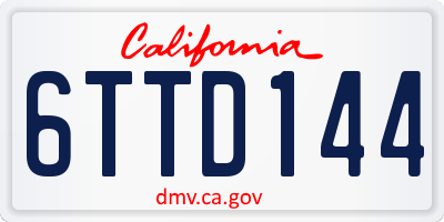 CA license plate 6TTD144