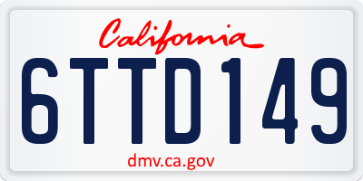 CA license plate 6TTD149