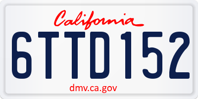 CA license plate 6TTD152