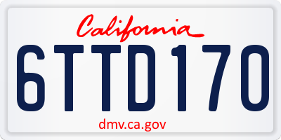 CA license plate 6TTD170