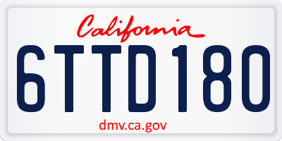 CA license plate 6TTD180