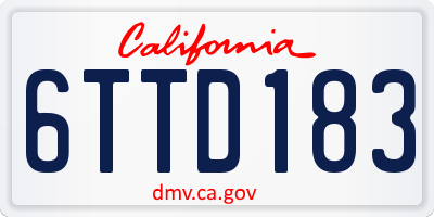 CA license plate 6TTD183
