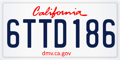 CA license plate 6TTD186