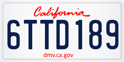 CA license plate 6TTD189