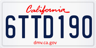 CA license plate 6TTD190