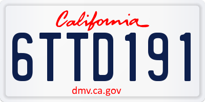 CA license plate 6TTD191