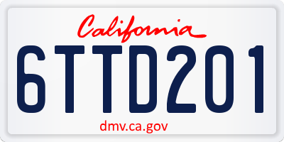 CA license plate 6TTD201