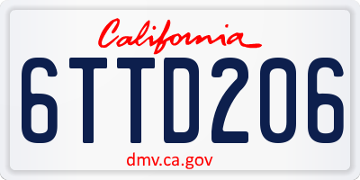 CA license plate 6TTD206