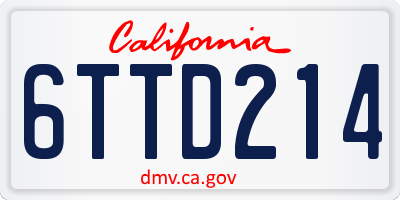 CA license plate 6TTD214