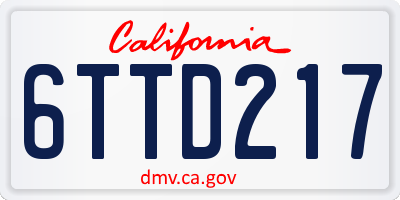 CA license plate 6TTD217