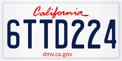 CA license plate 6TTD224