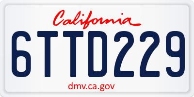 CA license plate 6TTD229