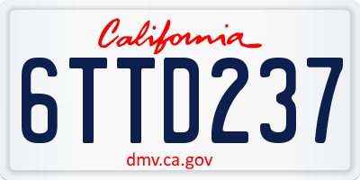 CA license plate 6TTD237