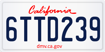 CA license plate 6TTD239