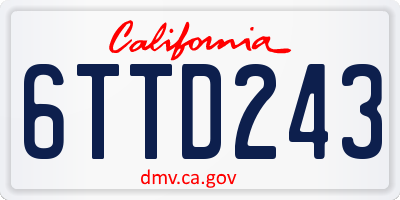 CA license plate 6TTD243