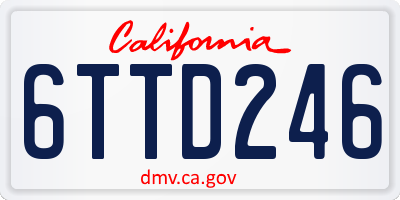 CA license plate 6TTD246